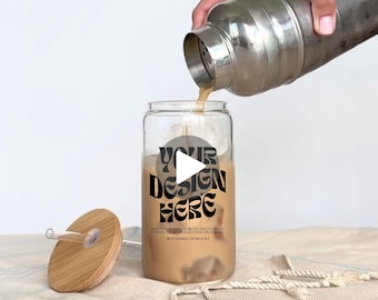 Clear Libbey Glass Video Mockup Coffee Cup Mockup 16 oz Libby Cup Tumbler Glass Beer Can Glass Can 16oz Coffee Glass Libby Beer Video Mock