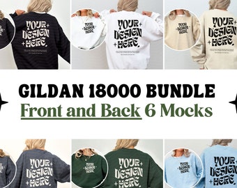 Gildan 18000 Mockup Bundle Front and Back Sweatshirt Mockup Bundle Black White Mockup Print on Back Oversized Sweatshirt Whole Shop Bundle