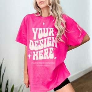 Comfort Colors Heliconia C1717 Heliconia Mockup Oversized Tshirt Mockup Model Mockup Hot Pink Mockup Heliconia t-Shirt Mockup Pink Mockup
