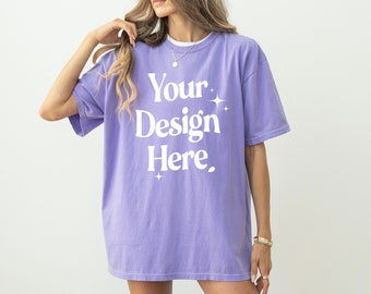 Comfort Colors Violet Mockup Comfort Colors 1717 Mockup Violet 1717 Halloween Mockup Oversized Mockup Violet Shirt Mockup Model Mockup Fall