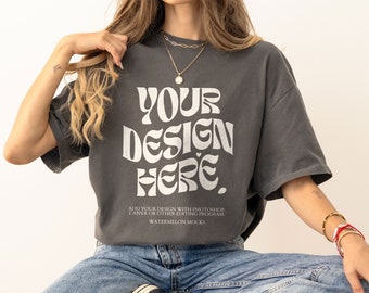 Comfort Colors Pepper C1717 Pepper Mockup Charcoal Mockup Dark Grey Heather Mockup Oversized Tshirt Model Mockup Heather Grey Pepper t-Shirt