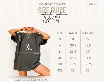 Comfort Colors Size Chart Mockup Shirt C1717 Sizing Comfort Inches Unisex Size Chart Unisex Sizing Flat Lay Mock up Unisex Tshirt Size Chart