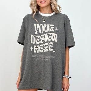 Deep Heather 3001 Mockup Bella Canvas Gray Mockup Bella Canvas 3001 Shirt Dark Grey Heather Shirt Mockup Oversized Mockup Bella Canvas Mock