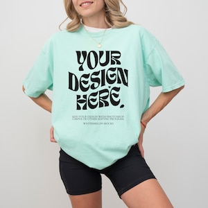 Comfort Colors Mockup Island Reef Mockup C1717 Island Reef Mockup Oversized Tshirt Blue Model Mockup Island Reef C1717 Mockup T-Shirt Mock