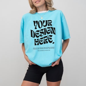 Comfort Colors Mockup Lagoon Blue Mockup C1717 Lagoon Blue Mockup Oversized Tshirt Blue Model Mockup Lagoon Blue C1717 Mockup T-Shirt Mock
