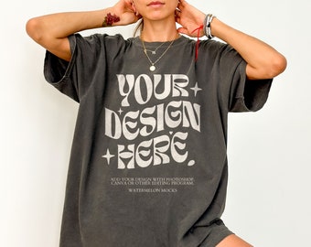 Comfort Colors C1717 Pepper Shirt CC Mockup C1717 Mockup Dark Grey Mockup Charcoal Model Mockup Pepper Shirt Mock Studio Mockup Boho Mockup