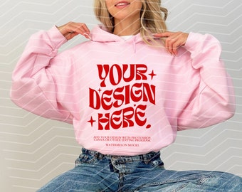 Gildan 18500 Hellrosa Hoodie Mockup Gildan Hoodie Mockup Rosa Hoodie Mockup Rosa Modell Mockup Rosa Pullover Mockup Valentinstag Mockup