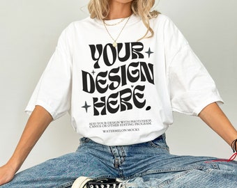 Comfort Colors White Mockup C1717 White Tshirt Mockup Oversized Tshirt Model Mockup Gildan 5000 White Mockup 3001 White t-Shirt GIldan 64000