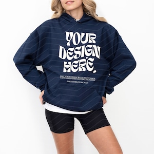 Gildan 18500 Navy Gildan Mockup Navy Hoodie Mockup Navy 18500 Hoodie Mockup Navy Oversized Hoodie Mockup Hooded Mock up Navy Model Mockup