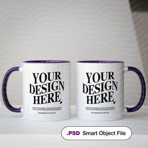 11oz Accent Mug Ceramic Mug Mockup PSD Mockup Mug Purple Accent Mug Mockup Colored Mug Mockup Coffee Mug Mockup Accent Cup Mockup