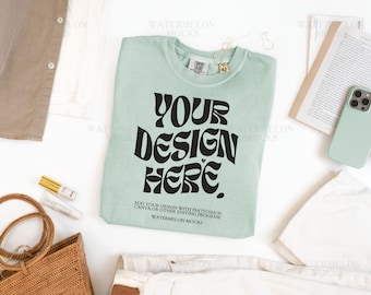 Comfort Colors 1717 Bay Mockup Bay C1717 Shirt Flat Lay Mockup Folded Tshirt Mockup Comfort Colors Mockup Flatlay Mock