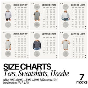 Größentabelle Gildan CC1717 Mockup Tshirt Sizing Guide in Zoll Unisex Größentabelle Unisex Sizing Model Mock up Unisex T-Shirt Size Chart Bundle