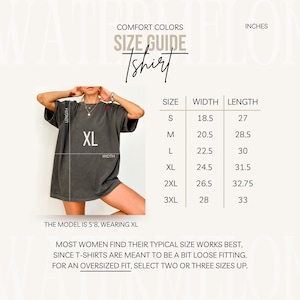 Mockup della maglietta Comfort Colors Size Chart C1717 Taglie Comfort Inches Tabella taglie unisex Taglie unisex Mockup Flat Lay unisex Tshirt Size Chart immagine 1