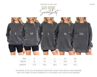 Comfort Colors 1566 Size Chart Oversized Sweatshirt Size Chart Canva Template POD Size Guide Mockup Shirt Unisex Mock up Sizechart Editable