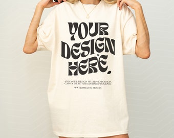 Gildan 5000 Natural TShirt Mockup 5000 TShirt Mockup Natural Mockup Oversized Mockup Gildan 5000 Mockup Model Mockup G500 Mockup