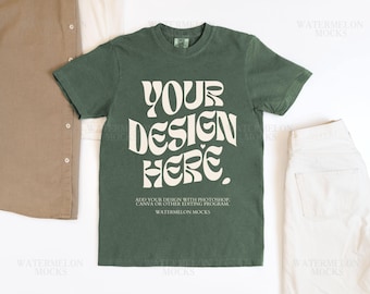 Comfort Colors 1717 Moss Mockup Mossn C1717 Shirt Flat Lay Mockup Folded Tshirt Mockup Comfort Colors Mockup Flatlay Mock
