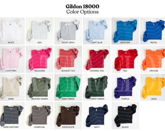 Gildan 18000 Color Chart Printful Sweatshirt 18000 Color Options Gildan Color Swatch G 180 Color Guide Size Chart 18000 Model Color Palette