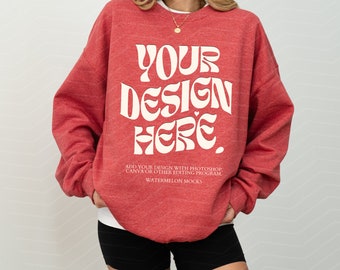 Gildan Adult Fleece Hoodie Sweatshirt, Style G18500 - Heather Sport Scarlet Red, Medium, Multipack Ready - View #11