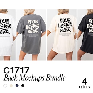 Comfort Colors 1717 Mockup Bundle Back Tshirt Mockup Bundle C1717 T-Shirt Back View Mock-up Bundle Print on Back Oversized Tshirt Model Mock