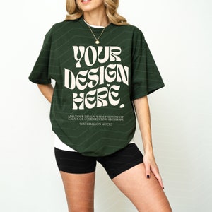 Gildan 5000 Forest Green TShirt Mockup 5000 TShirt Mockup Forest Green Mockup Oversized Mockup Gildan 5000 Mockup Model Mockup G500 Mockup