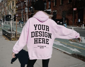 Gildan 18500 Light Pink Back Mockup Hoodie Mockup Oversized Mockup Print on Back Light Pink Hoodie Mockup 18500 Gildan Mockup Hooded