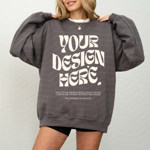 Gildan 18000 Charcoal Mockup Sweatshirt Mockup Oversized Mockup Charcoal Sweatshirt Mockup 18000 Gildan Mockup Sweater Model Mock