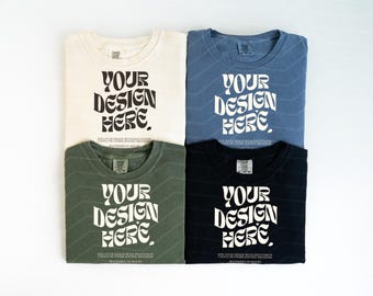 Group Comfort Colors 1717 Mockup Family Mockup Ivory Moss Green Mockup Ivory Moss Green Flat Lay Mockup Comfort Color Mockup c1717 mockup