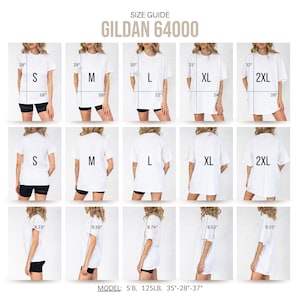 Gildan 64000 Size Chart Oversized Size Chart Canva Template Compare POD Size Guide Mockup Tshirt Unisex Mock up Sizechart Gildan image 1