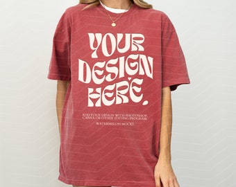 Comfort Colors Mockup Crimson Mockup C1717 Crimson Mockup Oversized Tshirt Model Mockup Crimson C1717 Mockup T-Shirt Mock