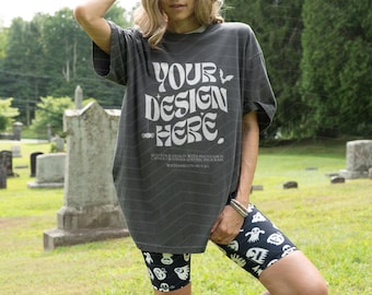 Comfort Colors 1717 Tshirt Mockup Woman Model Mockup Pepper Shirt Mock Fall Mockup Halloween Mockup Pepper Mockup 1717 Spooky