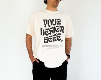 Comfort Colors Mockup Ivory Mockup Male C1717 Ivory Mockup Oversized Tshirt Model Mockup Men C1717 Mockup T-Shirt Mock Up