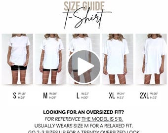 Gildan 5000 Video Size Chart Oversized Size Chart Canva Template Printable POD Video Size Guide Mockup Tshirt Unisex Video Mockup Sizechart