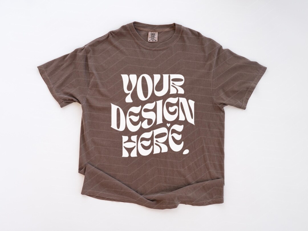 Comfort Colors 1717 Espresso Mockup Espresso C1717 Shirt Flat Lay