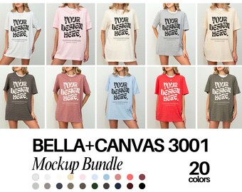 Bella Canvas 3001 Mockup Bundle 3001 Forest Mockup TShirt Mockup Bundle Oversized Mockup Bella Model 3001 Mockup Printify Black Bella Canvas