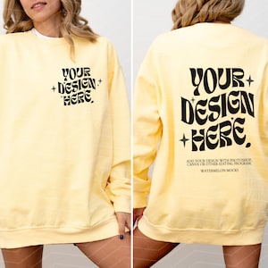 Front Back Comfort Colors 1566 Butter Mockup Front and Back Butter Mockup Comfort Colors Butter Sweatshirt Mockup Comfort Colors Sweatshirt