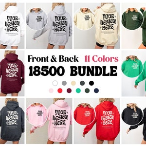 Front and Back Gildan 18500 Mockup Bundle Front Back Hoodie Mockup Bundle Black White Mock Print on Back Oversized Hoodie Whole Shop Bundle