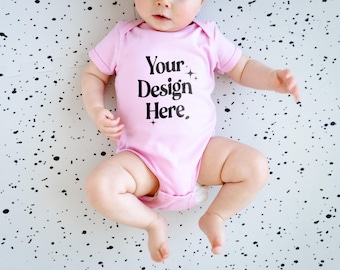 Rabbit Skins 4400 Baby Bodysuit  Mockup Kids Couple Mockup 4400 Pink Mockup Toddler Shirt Mockup Aesthetic Baby SVG Mockup Infant Mockup