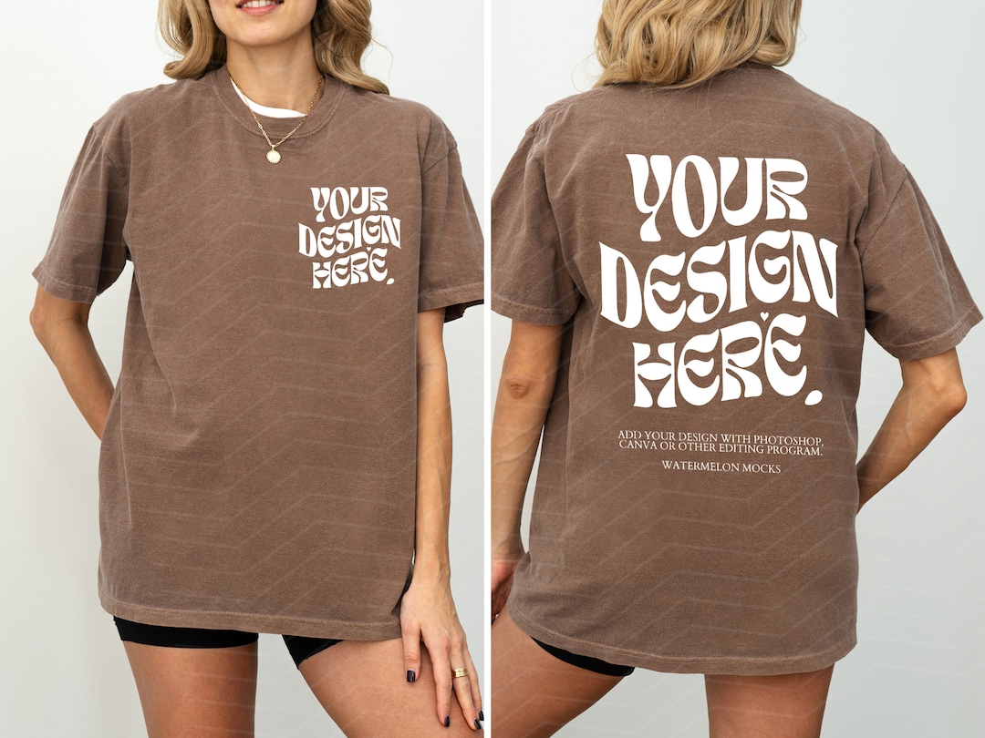 Front and Back Comfort Colors Espresso Mockup C1717 Espresso