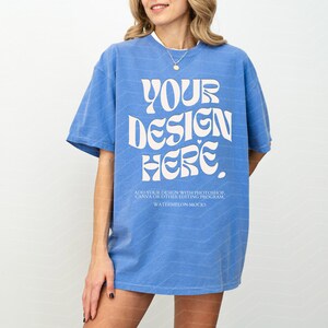 Comfort Colors Mockup Flo Blue Mockup C1717 Flo Blue Mockup Oversized Tshirt Model Mockup Flo Blue C1717 Mockup T-Shirt Mock