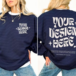Gildan 18000 Mockup-Bundle: Vorder- und Rückseite des Sweatshirts, Schwarz-Weiß-Mockup, Druck auf der Rückseite, Oversized-Sweatshirt, Komplettes Shop-Bundle Bild 8