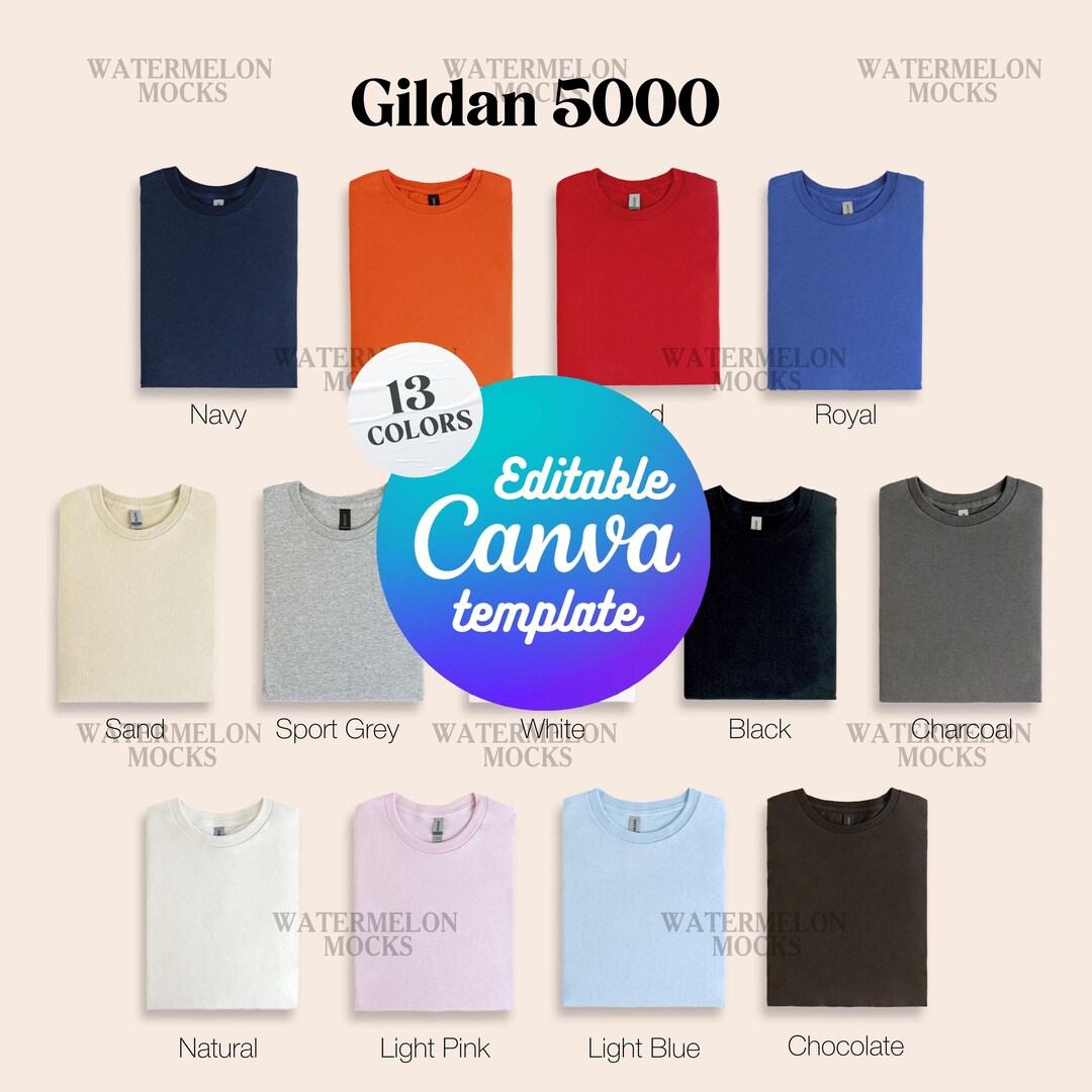Editable Gildan 5000 Color Chart PNG Digital Download Canva Template ...