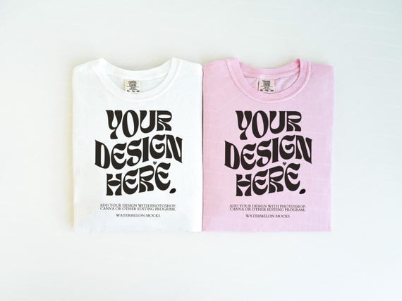Couple Mockup Comfort Colors 1717 Mockup White Blossom Mockup Comfort Colors Tshirt C1717 Folded Shirt Mock up Flat lay Friends Mockup