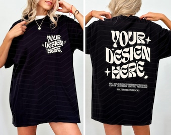 Front and Back Black Mockup Gildan 5000 Front Back Mockup Gildan 64000 Black Mockup C1717 Mockup Oversized Mockup Bella Canva Shirt Mockup