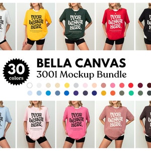 30 Colors Bella Canvas 3001 TShirt Mockup Bundle Bella Canvas 3001 Shirt Mockup Bundle Oversized Mockup Bella Model 3001 Mockup Bundle