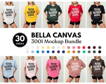 30 Colors Bella Canvas 3001 TShirt Mockup Bundle Bella Canvas 3001 Shirt Mockup Bundle Oversized Mockup Bella Model 3001 Mockup Bundle
