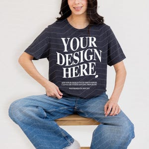 Dark Heather Bella Canvas 3001 TShirt Mockup Dark Heather Bella Canvas 3001 Shirt Mockup Oversized Mockup Bella Canvas Model Mockup Tee KZ1