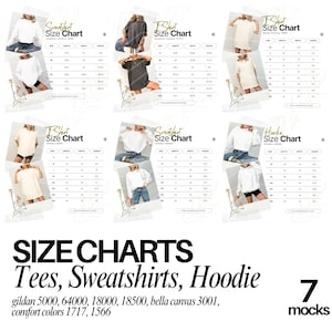 Größentabelle Gildan CC1717 Mockup Tshirt Sizing Guide in Zoll Unisex Größentabelle Unisex Sizing Model Mock up Unisex T-Shirt Size Chart Bundle