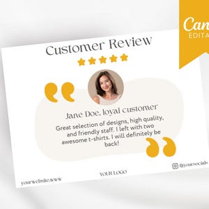 Testimonial Canva Template Bearbeitbarer Instagram-Post für Kundenrezensionsvorlage für Kunden-Feedback-Showcase-Review-Vorlage