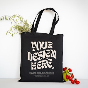 Canvas Tote Bag Mockup Cotton Tote Bag Shopping Bag Mockup Shopping Tote Mock Up Black Shopping Bag Mockups Print On Demand Digital JPG