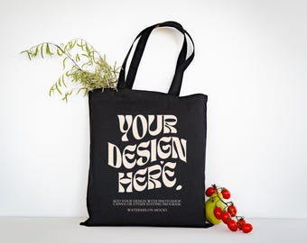 Canvas Tote Bag Mockup Cotton Tote Bag Shopping Bag Mockup Shopping Tote Mock Up Black Shopping Bag Mockups Print On Demand Digital JPG